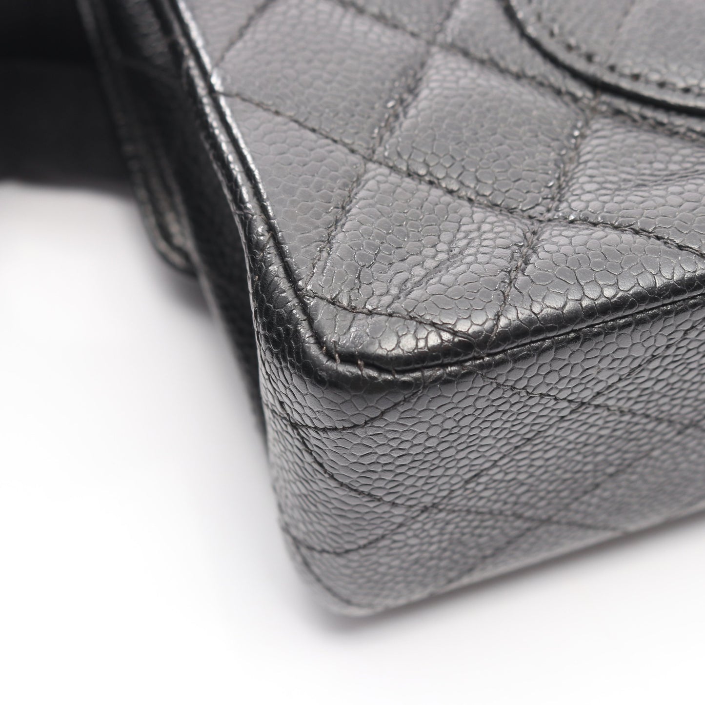 マトラッセ Wフラップ Wチェーンショルダーバッグ キャビアスキン ブラック シルバー金具 シャネル バッグ CHANEL