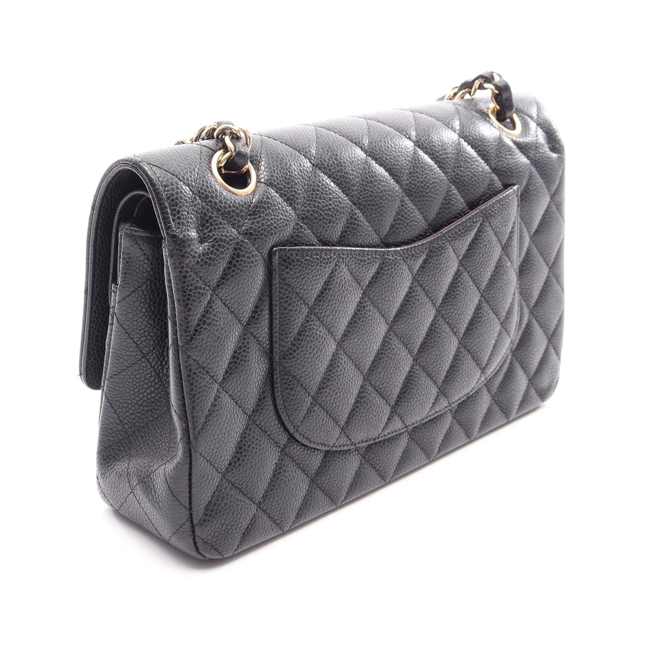 ★SALE【5fb2019】シャネル ショルダーバッグ マトラッセ Wフラップ Wチェーン キャビアスキン ブラック ゴールド金具【中古】レディース マトラッセ Wフラップ Wチェーンショルダーバッグ キャビアスキン