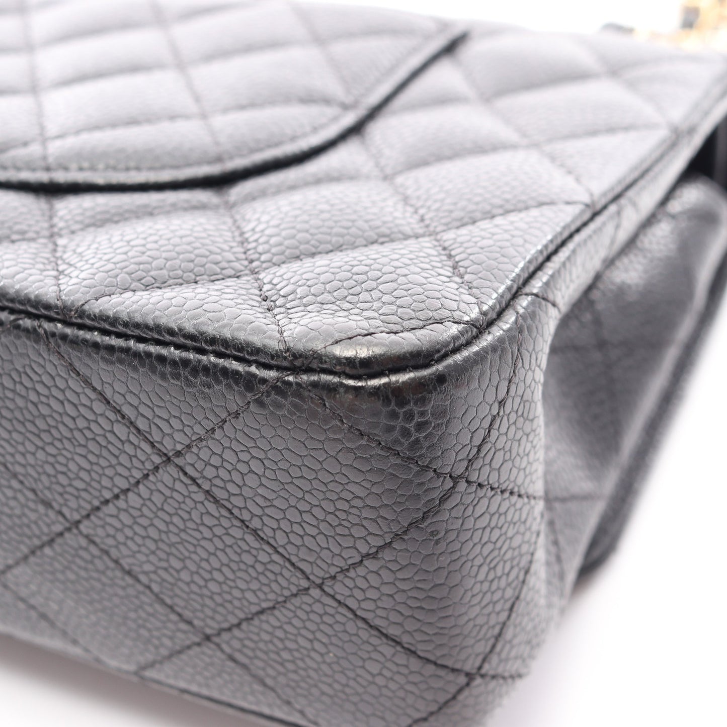 マトラッセ Wフラップ Wチェーンショルダーバッグ キャビアスキン ブラック ゴールド金具 シャネル バッグ CHANEL