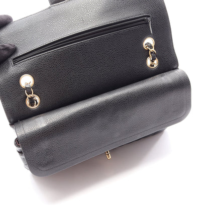 マトラッセ Wフラップ Wチェーンショルダーバッグ キャビアスキン ブラック ゴールド金具 シャネル バッグ CHANEL