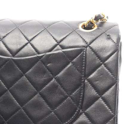マトラッセ Wフラップ Wチェーンショルダーバッグ ラムスキン ブラック ゴールド金具 シャネル バッグ CHANEL