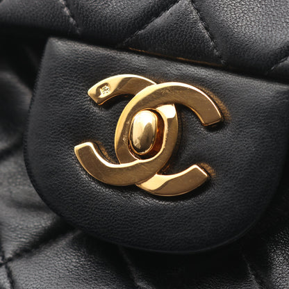マトラッセ Wフラップ Wチェーンショルダーバッグ ラムスキン ブラック ゴールド金具 シャネル バッグ CHANEL