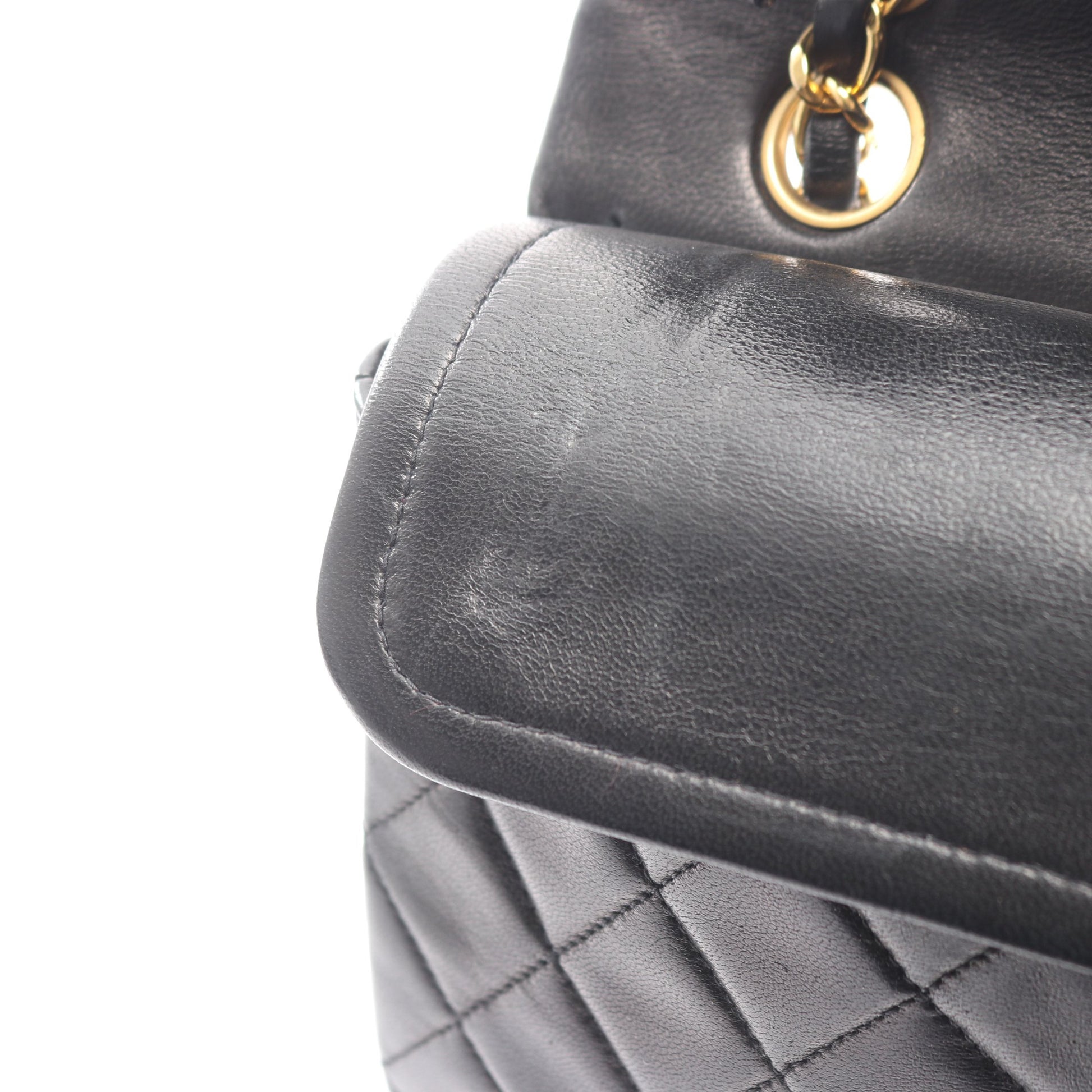 マトラッセ Wフラップ Wチェーンショルダーバッグ ラムスキン ブラック ゴールド金具 シャネル バッグ CHANEL