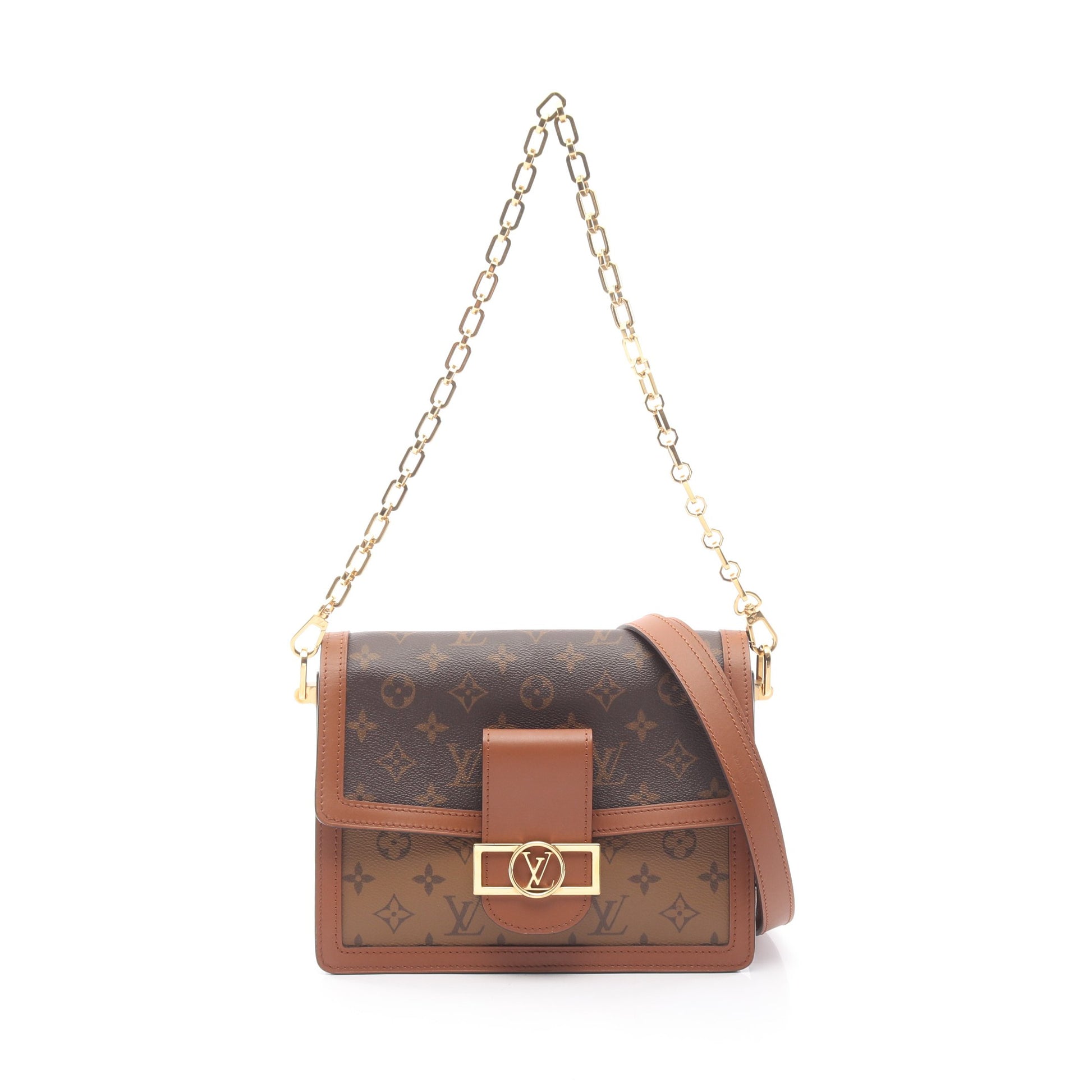 ドーフィーヌMM モノグラムリバース チェーンショルダーバッグ PVC レザー ブラウン ルイヴィトン バッグ LOUIS VUITTON