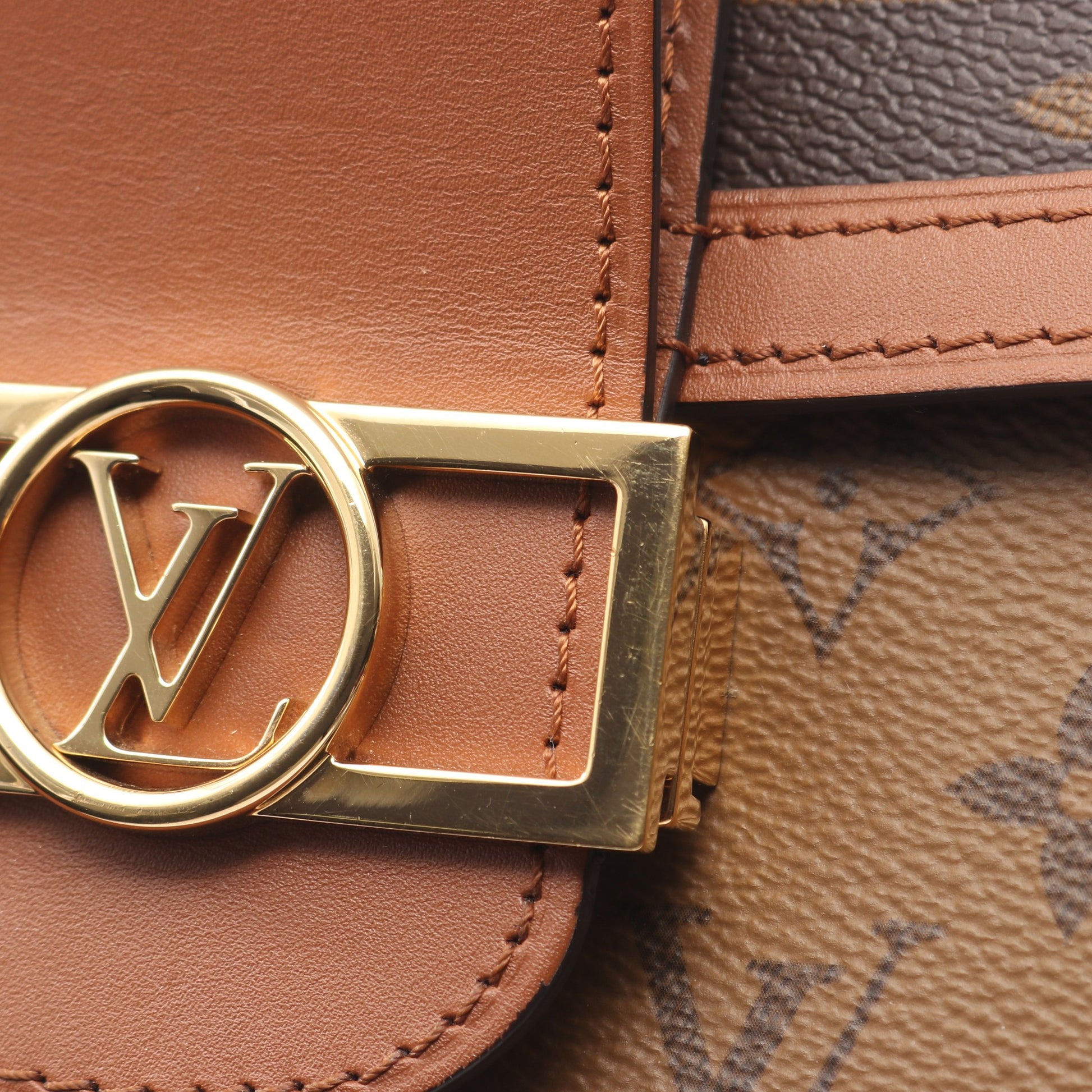 ドーフィーヌMM モノグラムリバース チェーンショルダーバッグ PVC レザー ブラウン ルイヴィトン バッグ LOUIS VUITTON