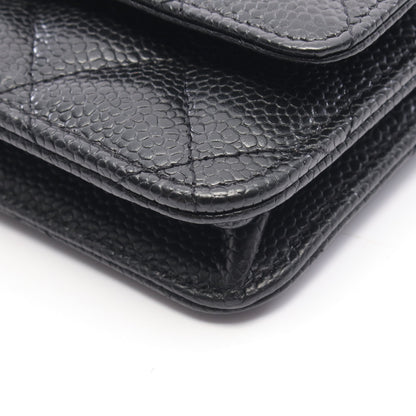 マトラッセ チェーンウォレット キャビアスキン ブラック シルバー金具 シャネル バッグ CHANEL