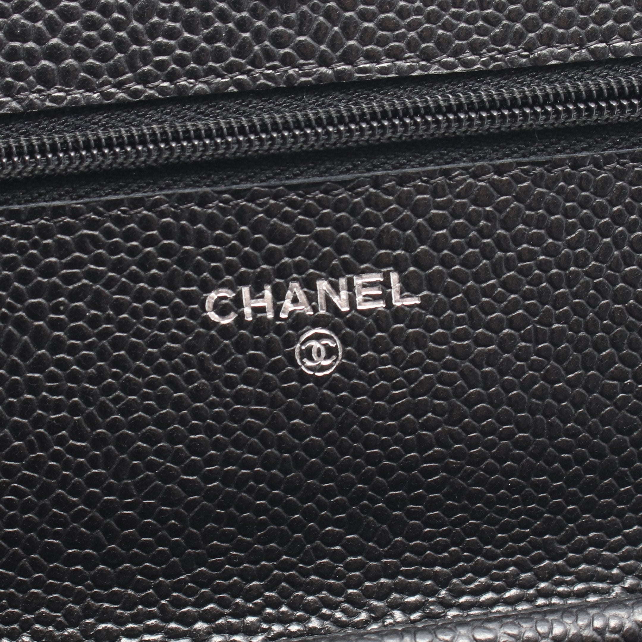 Ri　シャネル チェーンウォレット キャビアスキン ブラックシルバー金具 CHANEL（シャネル） 【シャネル】チェーンウォレット キャビアスキン