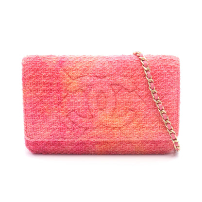 マトラッセ ココマーク チェーンウォレット ツイード ピンク オレンジ ゴールド金具 シャネル バッグ CHANEL