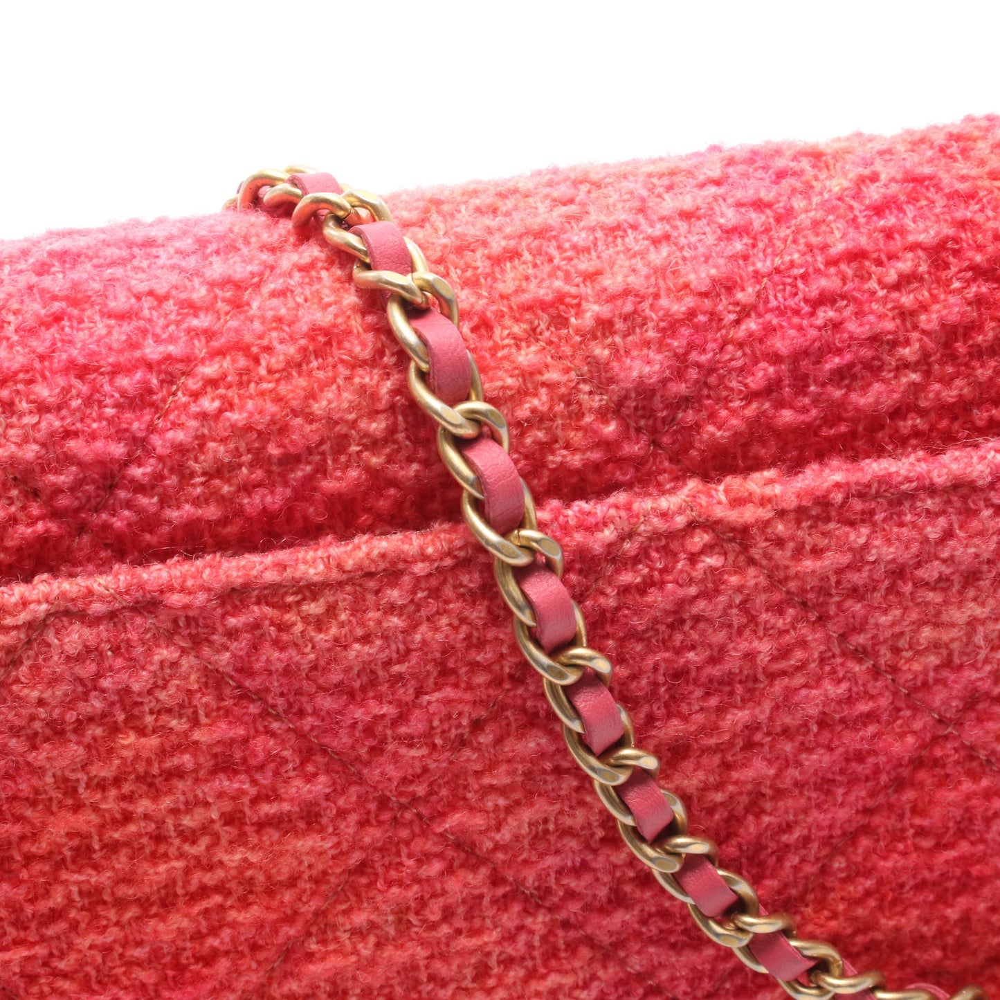 マトラッセ ココマーク チェーンウォレット ツイード ピンク オレンジ ゴールド金具 シャネル バッグ CHANEL