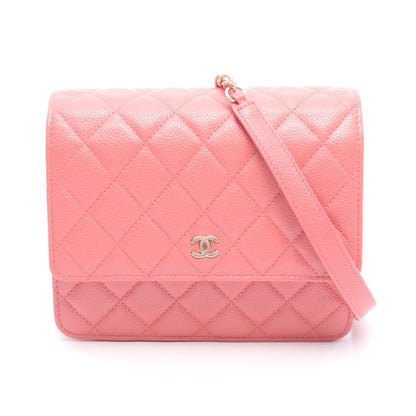 マトラッセ チェーンウォレット キャビアスキン ピンク ゴールド金具 シャネル バッグ CHANEL