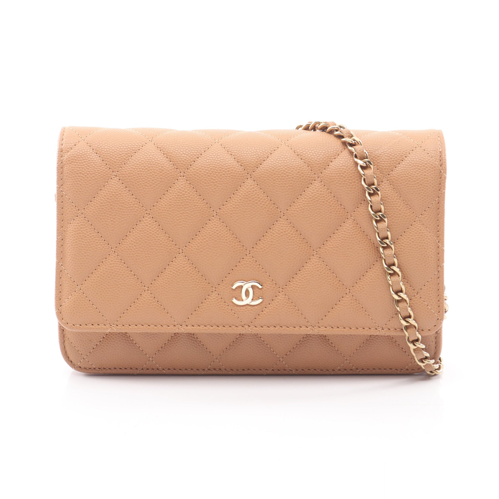 マトラッセ チェーンウォレット キャビアスキン ライトブラウン ゴールド金具 シャネル バッグ CHANEL