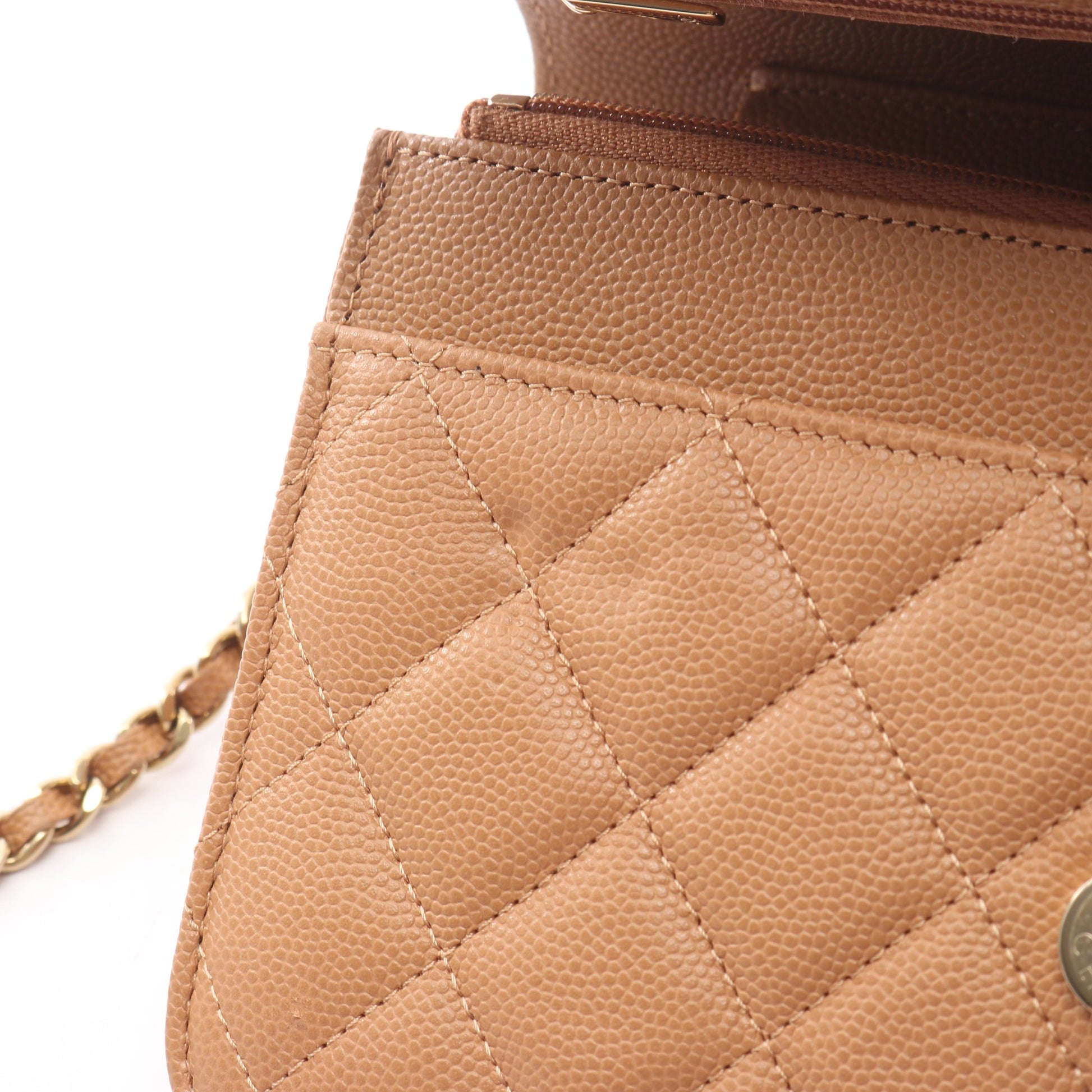 マトラッセ チェーンウォレット キャビアスキン ライトブラウン ゴールド金具 シャネル バッグ CHANEL