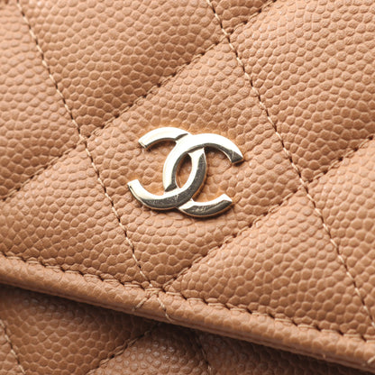 マトラッセ チェーンウォレット キャビアスキン ライトブラウン ゴールド金具 シャネル バッグ CHANEL