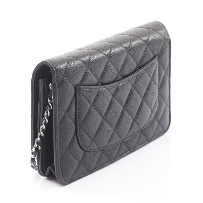 マトラッセ チェーンウォレット キャビアスキン ブラック シルバー金具 シャネル バッグ CHANEL