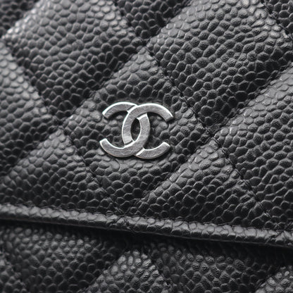 マトラッセ チェーンウォレット キャビアスキン ブラック シルバー金具 シャネル バッグ CHANEL
