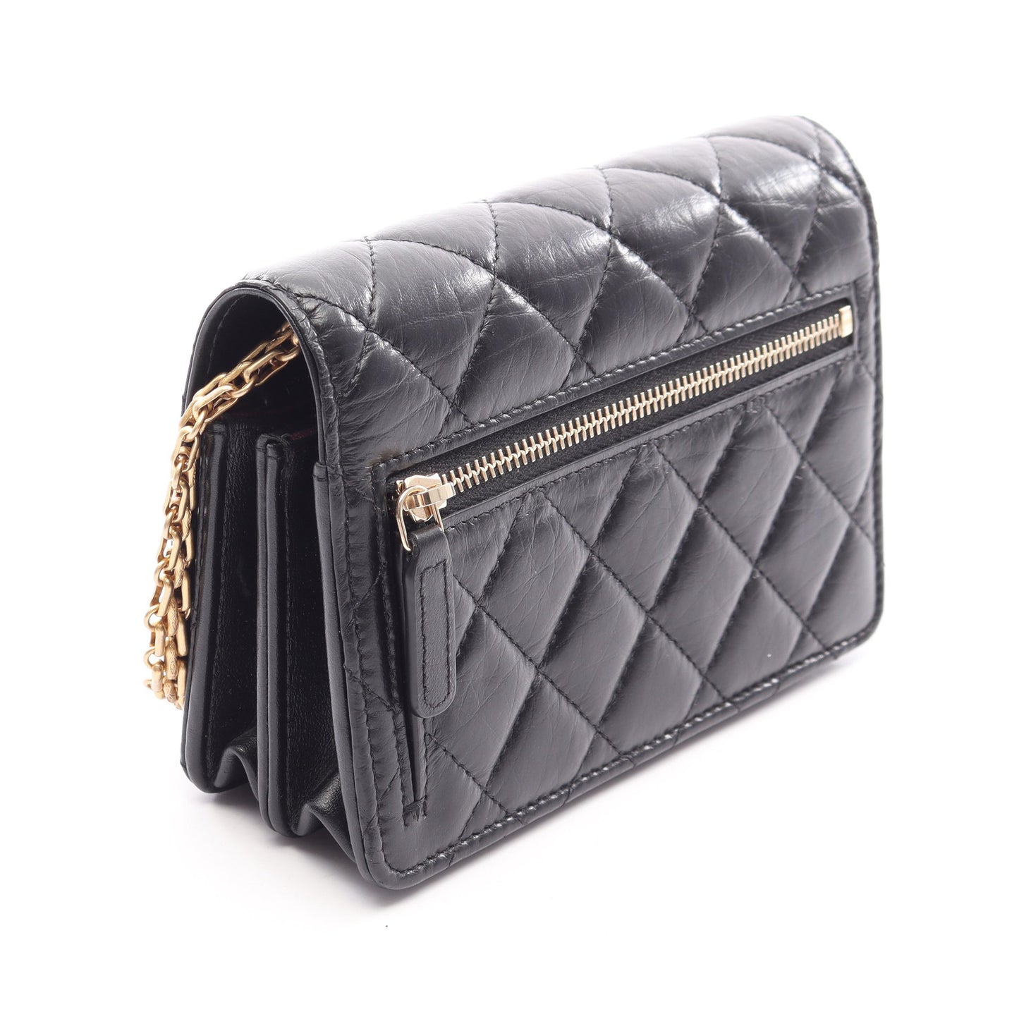 2.55 マトラッセ ミニ チェーンウォレット エイジドカーフスキン ブラック ゴールド金具 シャネル バッグ CHANEL