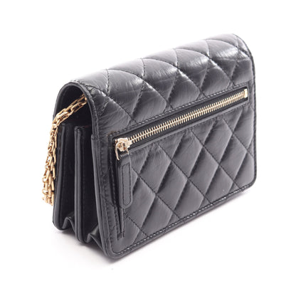 2.55 マトラッセ ミニ チェーンウォレット エイジドカーフスキン ブラック ゴールド金具 シャネル バッグ CHANEL