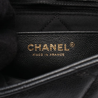 マトラッセ スモールフラップ チェーンショルダーバッグ キャビアスキン ブラック ゴールド金具 シャネル バッグ CHANEL