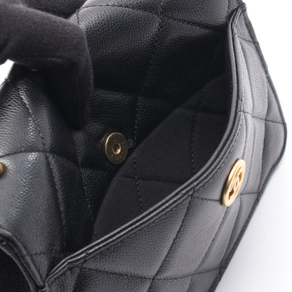 マトラッセ スモールフラップ チェーンショルダーバッグ キャビアスキン ブラック ゴールド金具 シャネル バッグ CHANEL