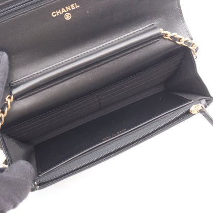 マトラッセ エジプトチャーム チェーンウォレット ラムスキン ブラック ゴールド金具 シャネル バッグ CHANEL
