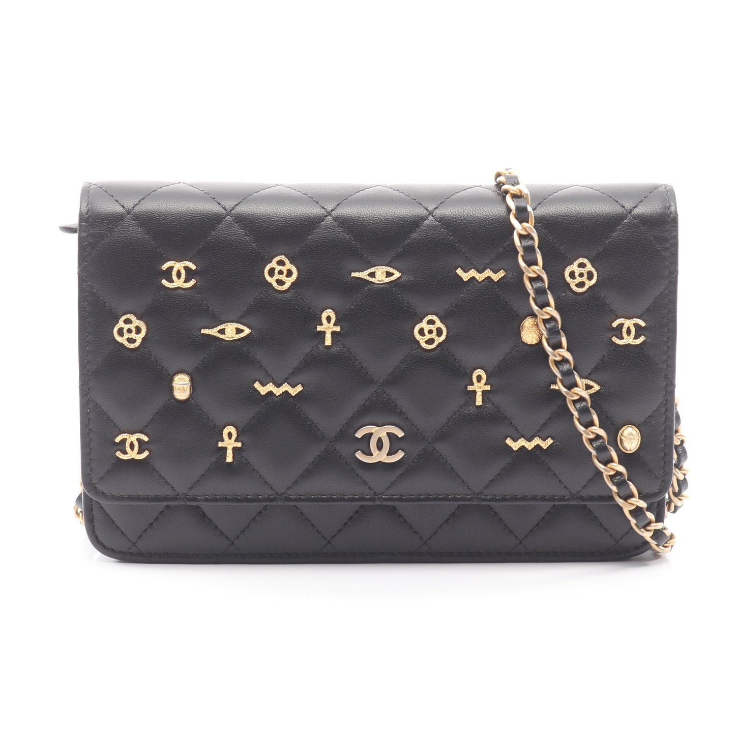 マトラッセ エジプトチャーム チェーンウォレット ラムスキン ブラック ゴールド金具 シャネル バッグ CHANEL