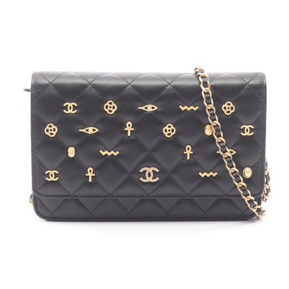 マトラッセ エジプトチャーム チェーンウォレット ラムスキン ブラック ゴールド金具 シャネル バッグ CHANEL