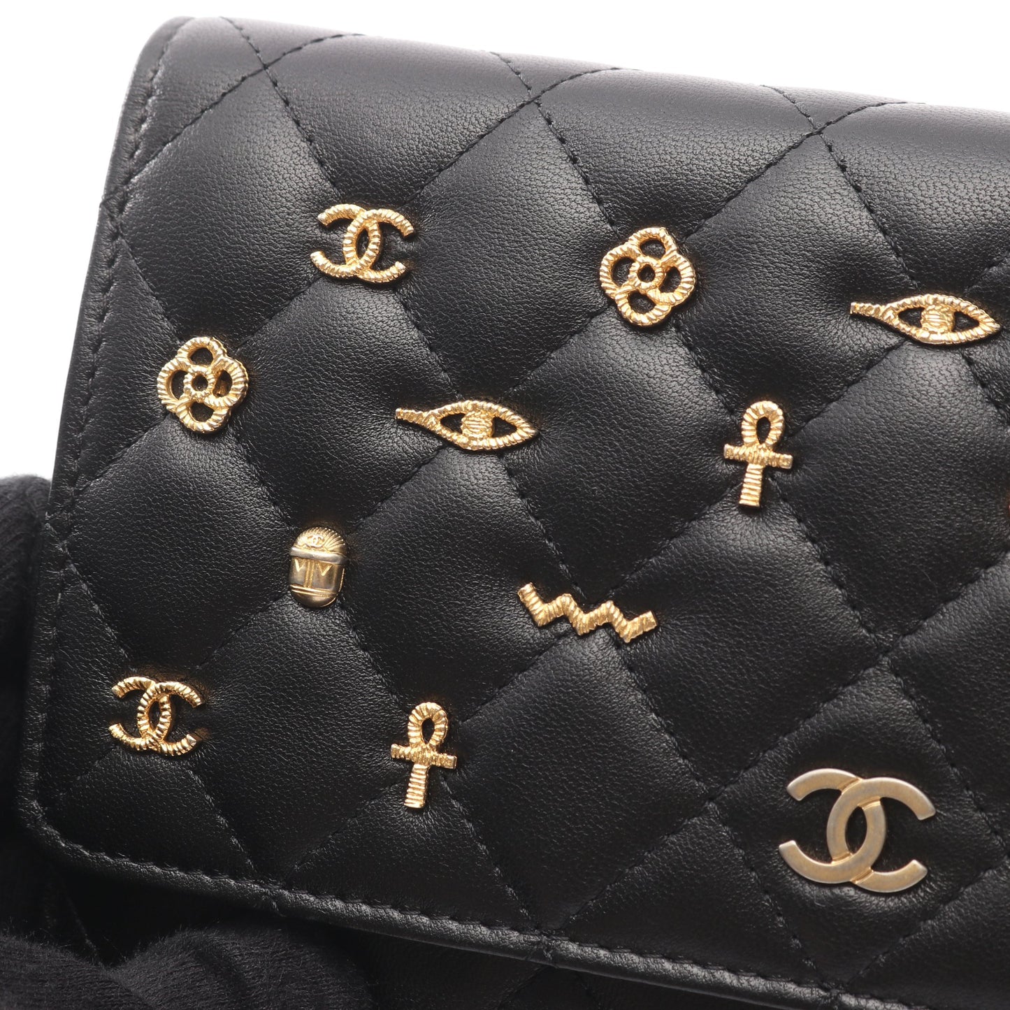 マトラッセ エジプトチャーム チェーンウォレット ラムスキン ブラック ゴールド金具 シャネル バッグ CHANEL