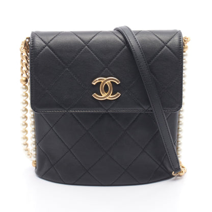 マトラッセ フェイクパール ショルダーバッグ ショルダーバッグ レザー ブラック ゴールド金具 シャネル バッグ CHANEL