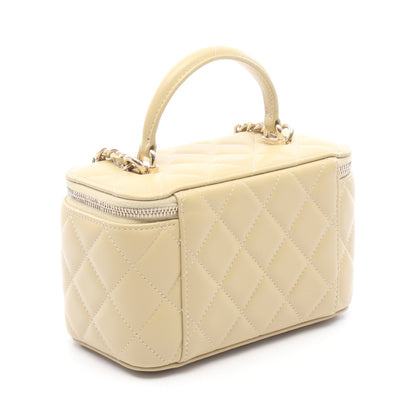 マトラッセ 2WAY バニティバッグ チェーンショルダーバッグ ラムスキン カーキベージュ ゴールド金具 シャネル バッグ CHANEL