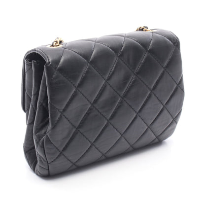 マトラッセ スモールフラップ チェーンショルダーバッグ ラムスキン ブラック ゴールド金具 シャネル バッグ CHANEL