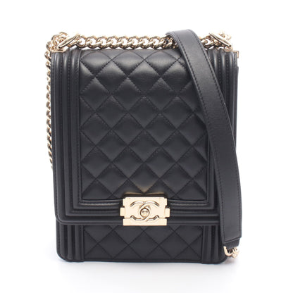 ボーイシャネル マトラッセ チェーンショルダーバッグ ラムスキン ブラック ゴールド金具 シャネル バッグ CHANEL