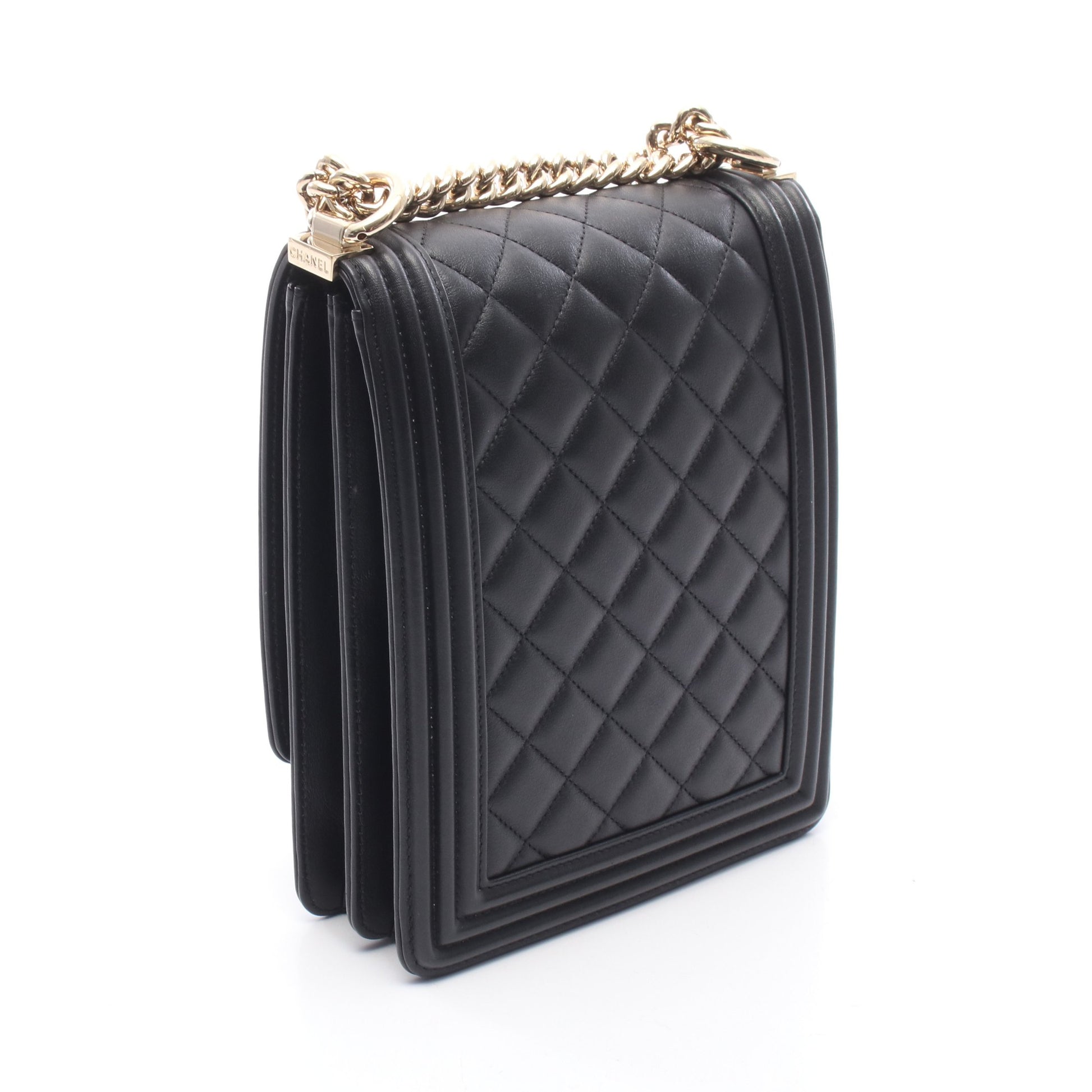 ボーイシャネル マトラッセ チェーンショルダーバッグ ラムスキン ブラック ゴールド金具 シャネル バッグ CHANEL