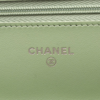 マトラッセ ブラック金具 チェーンウォレット ラムスキン ライトグリーン シャネル バッグ CHANEL