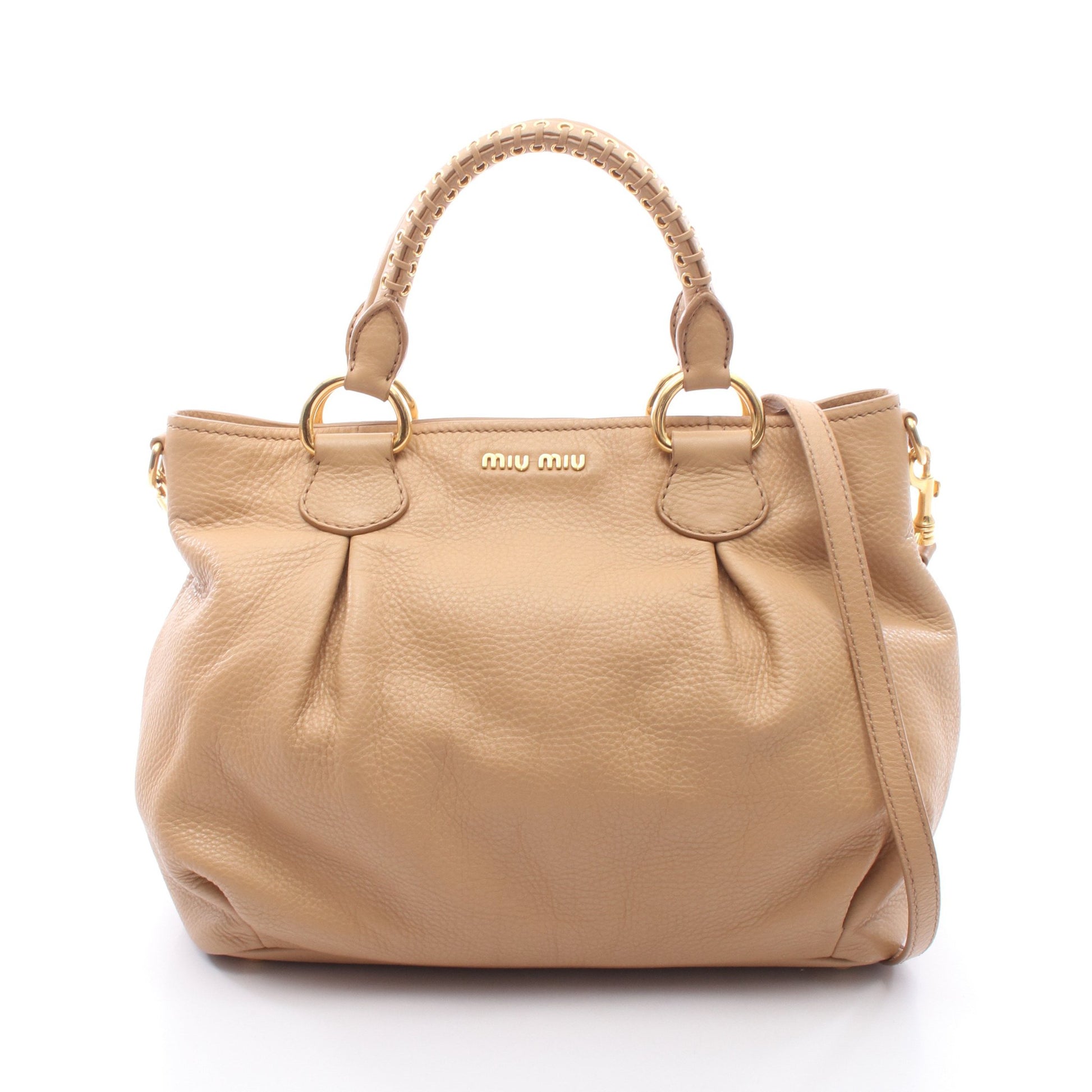 2WAY ハンドバッグ トートバッグ レザー ベージュ ミュウミュウ バッグ miu miu