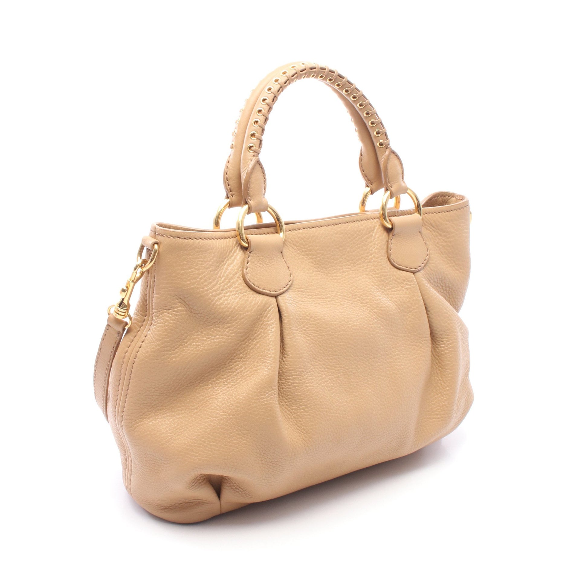 2WAY ハンドバッグ トートバッグ レザー ベージュ ミュウミュウ バッグ miu miu