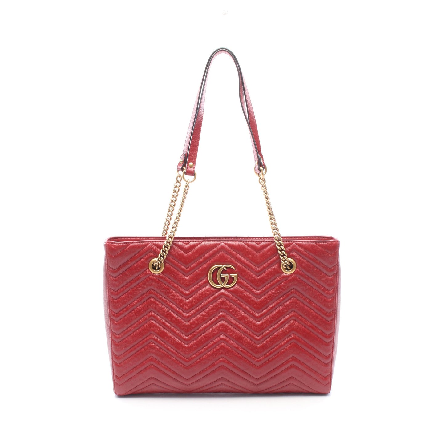 GGマーモント チェーンショルダーバッグ チェーントートバッグ レザー レッド グッチ バッグ GUCCI
