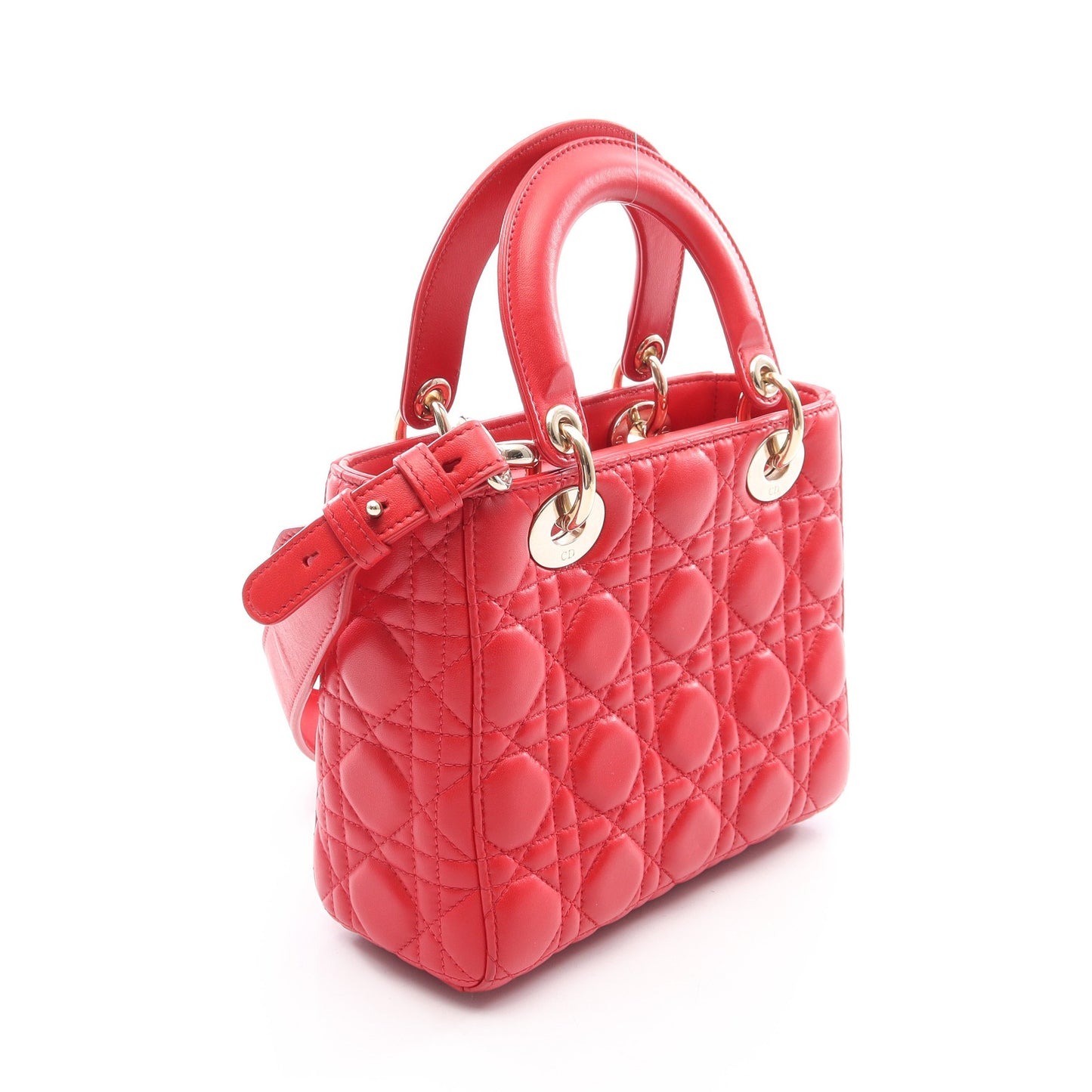 LADY DIOR MY ABCDIOR レディディオール スモール カナージュ 2WAY ハンドバッグ レザー レッド クリスチャンディオール バッグ Christian Dior