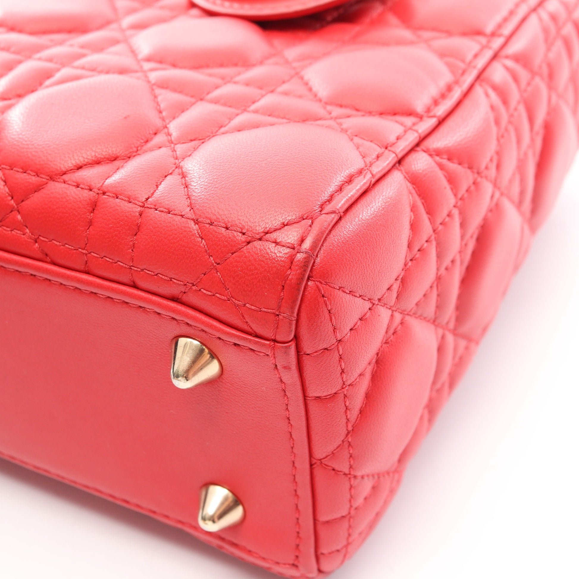 LADY DIOR MY ABCDIOR レディディオール スモール カナージュ 2WAY ハンドバッグ レザー レッド クリスチャンディオール バッグ Christian Dior