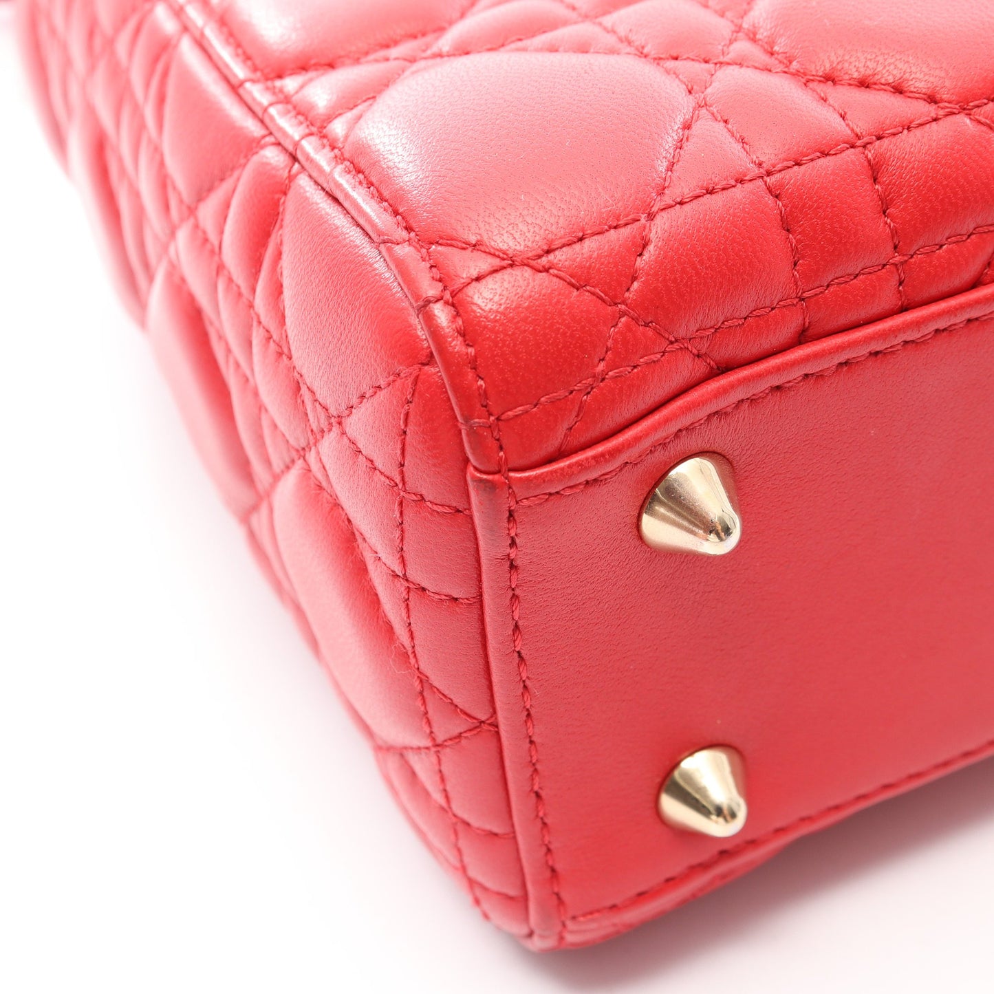 LADY DIOR MY ABCDIOR レディディオール スモール カナージュ 2WAY ハンドバッグ レザー レッド クリスチャンディオール バッグ Christian Dior