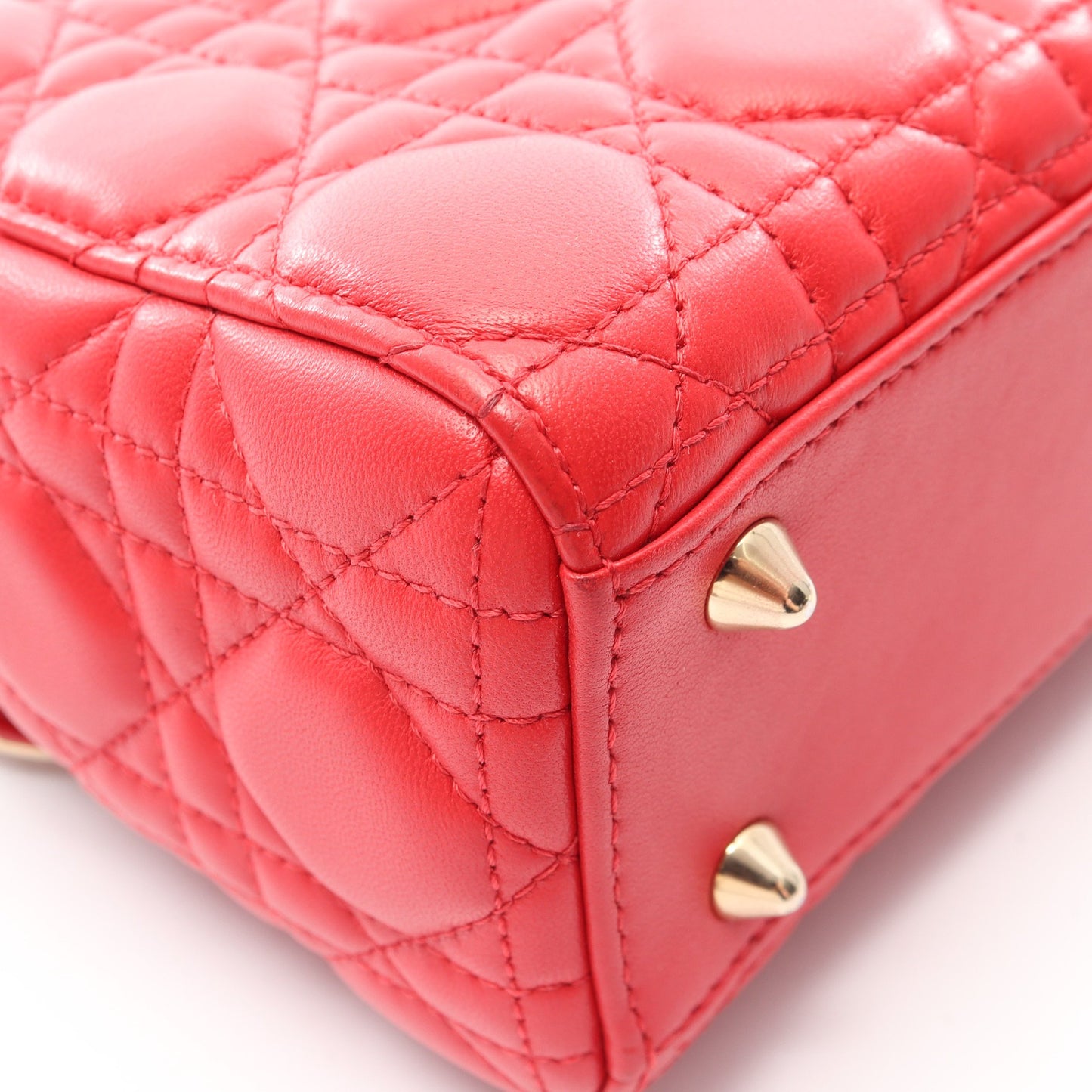 LADY DIOR MY ABCDIOR レディディオール スモール カナージュ 2WAY ハンドバッグ レザー レッド クリスチャンディオール バッグ Christian Dior