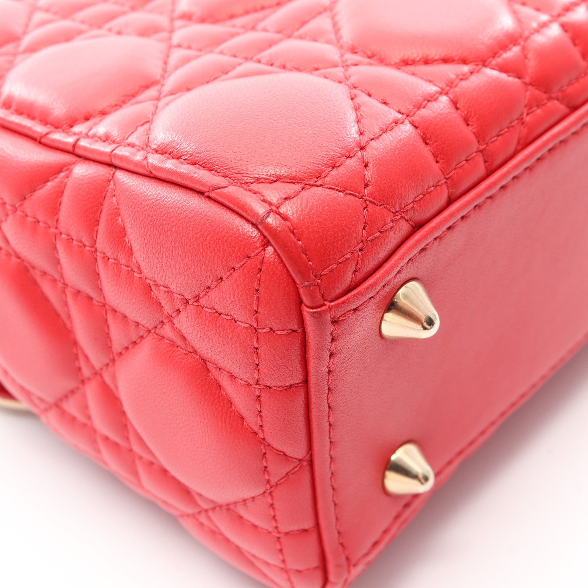 LADY DIOR MY ABCDIOR レディディオール スモール カナージュ 2WAY ハンドバッグ レザー レッド クリスチャンディオール バッグ Christian Dior
