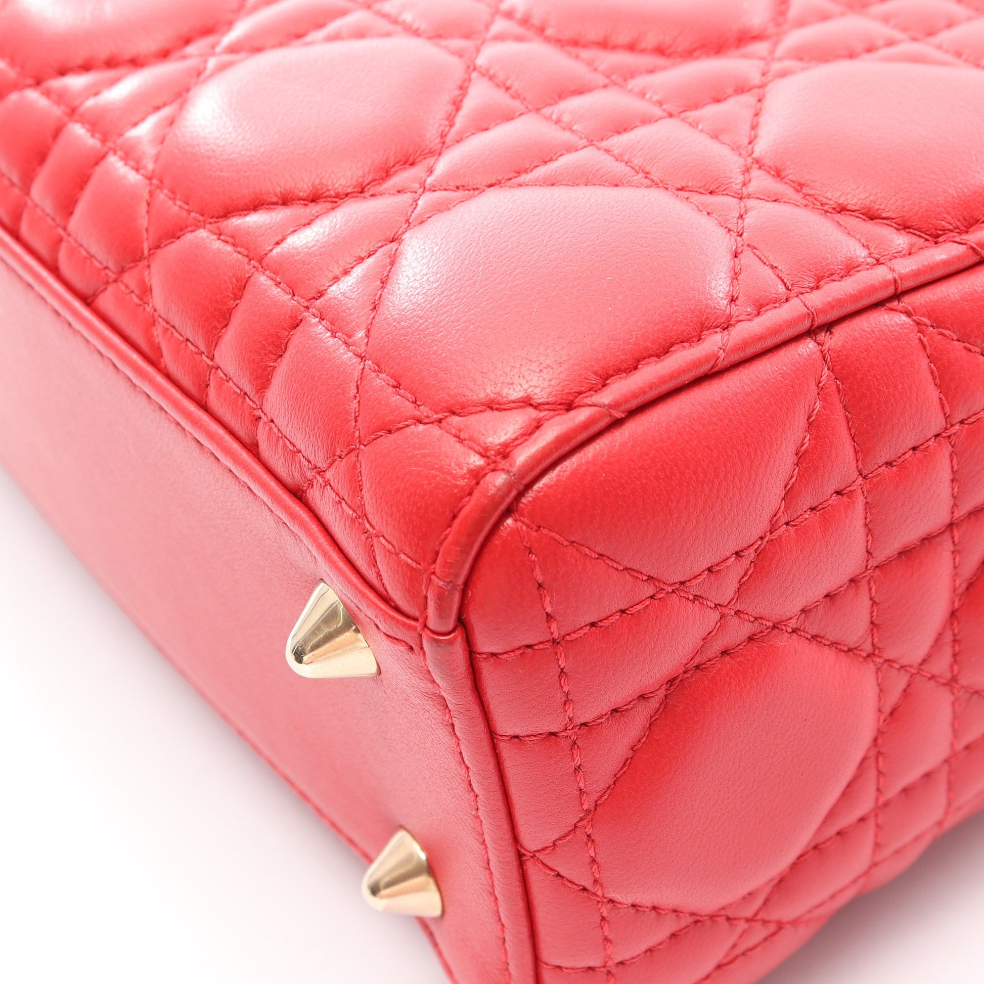 LADY DIOR MY ABCDIOR レディディオール スモール カナージュ 2WAY ハンドバッグ レザー レッド クリスチャンディオール バッグ Christian Dior