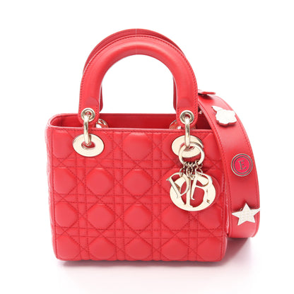 LADY DIOR MY ABCDIOR レディディオール スモール カナージュ 2WAY ハンドバッグ レザー レッド クリスチャンディオール バッグ Christian Dior