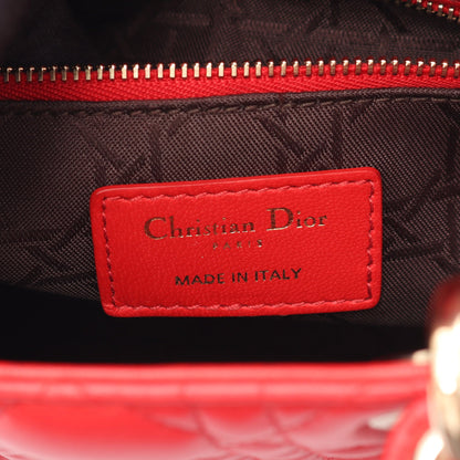LADY DIOR MY ABCDIOR レディディオール スモール カナージュ 2WAY ハンドバッグ レザー レッド クリスチャンディオール バッグ Christian Dior