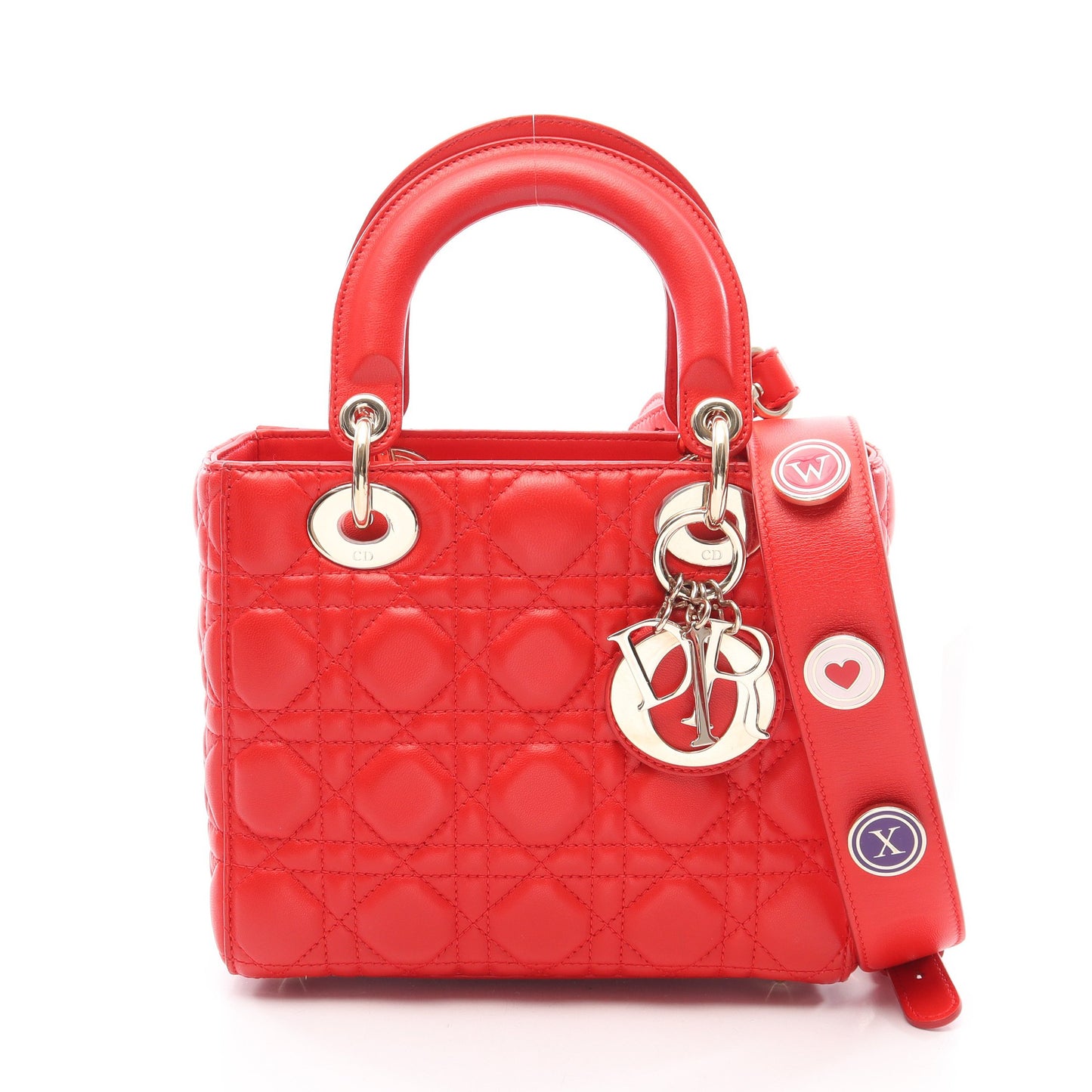 LADY DIOR MY ABCDIOR レディディオール スモール カナージュ 2WAY ハンドバッグ レザー レッド クリスチャンディオール バッグ Christian Dior
