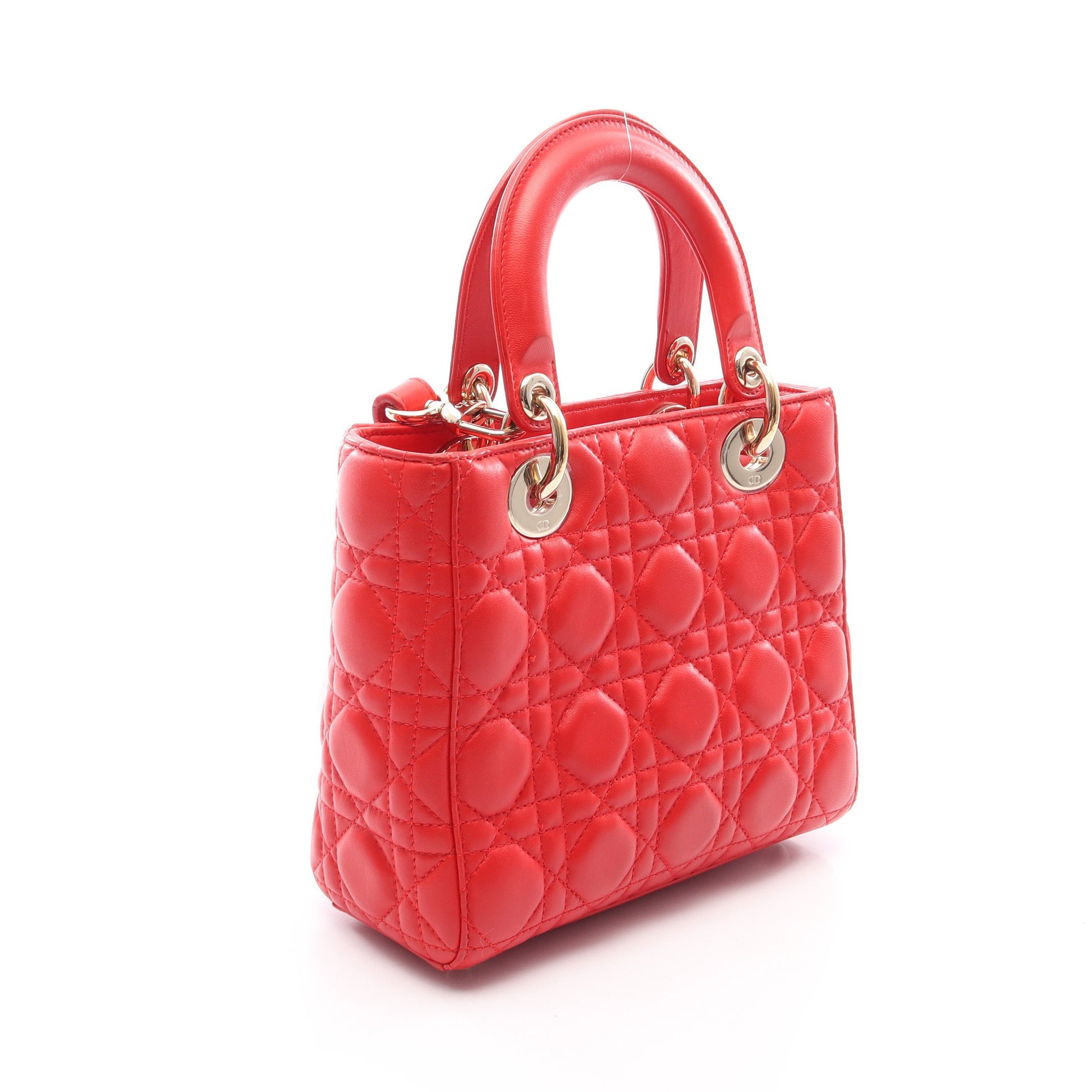 LADY DIOR MY ABCDIOR レディディオール スモール カナージュ 2WAY ハンドバッグ レザー レッド クリスチャンディオール バッグ Christian Dior
