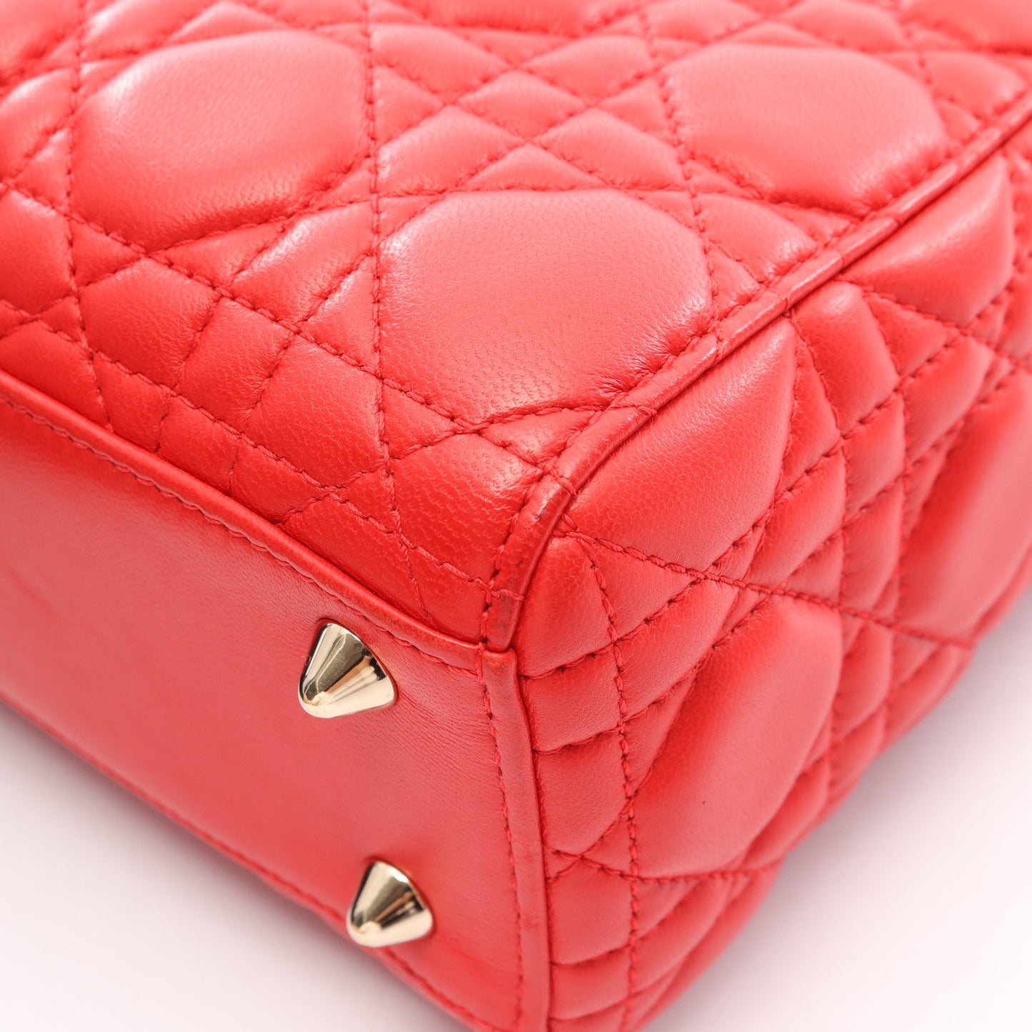 LADY DIOR MY ABCDIOR レディディオール スモール カナージュ 2WAY ハンドバッグ レザー レッド クリスチャンディオール バッグ Christian Dior