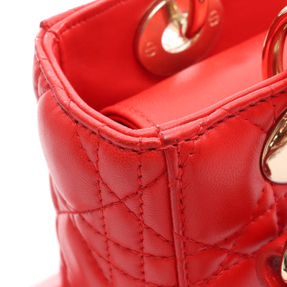 LADY DIOR MY ABCDIOR レディディオール スモール カナージュ 2WAY ハンドバッグ レザー レッド クリスチャンディオール バッグ Christian Dior