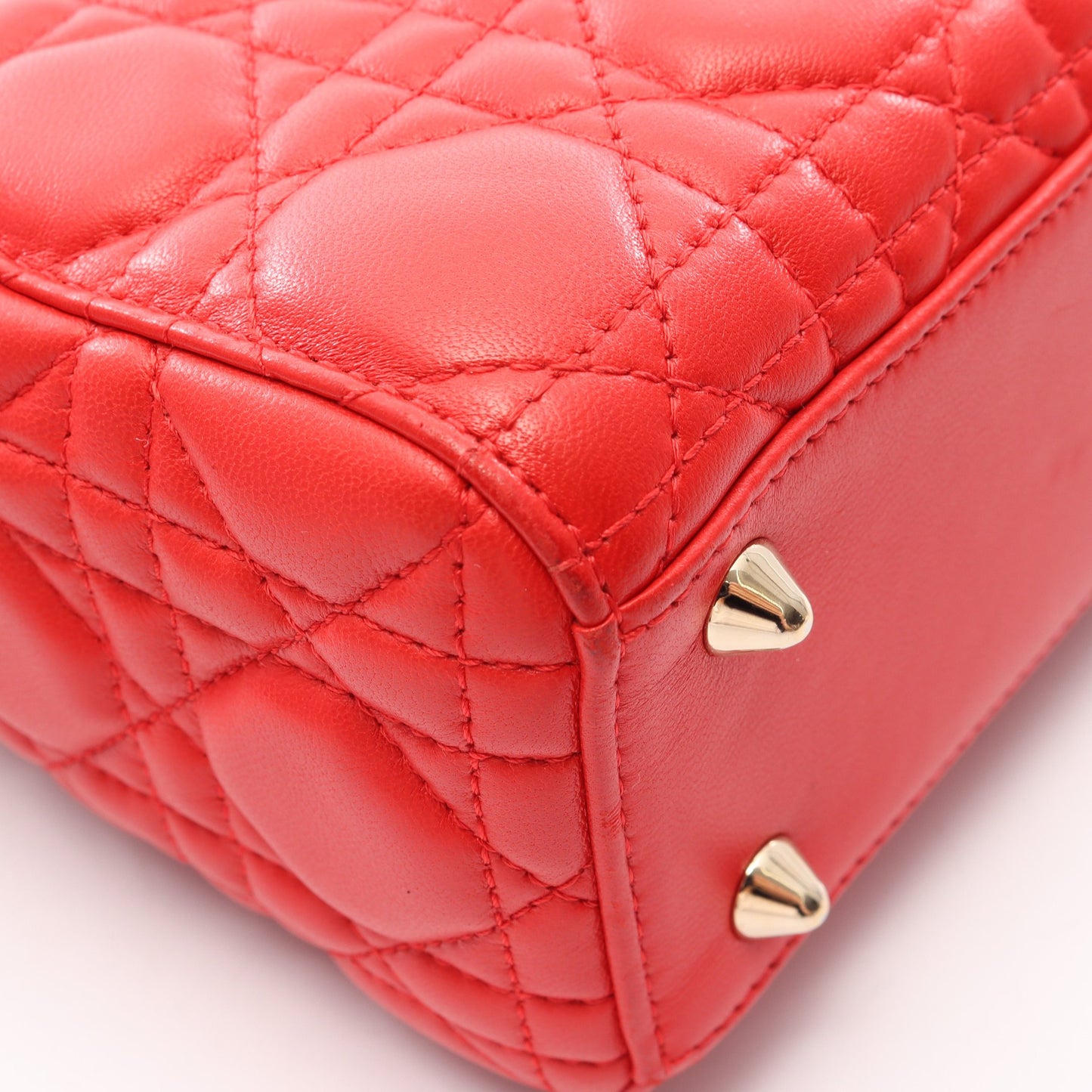 LADY DIOR MY ABCDIOR レディディオール スモール カナージュ 2WAY ハンドバッグ レザー レッド クリスチャンディオール バッグ Christian Dior