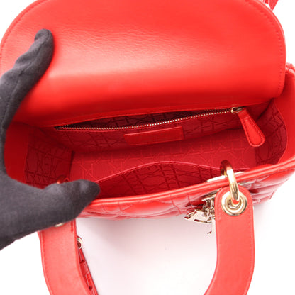 LADY DIOR MY ABCDIOR レディディオール スモール カナージュ 2WAY ハンドバッグ レザー レッド クリスチャンディオール バッグ Christian Dior